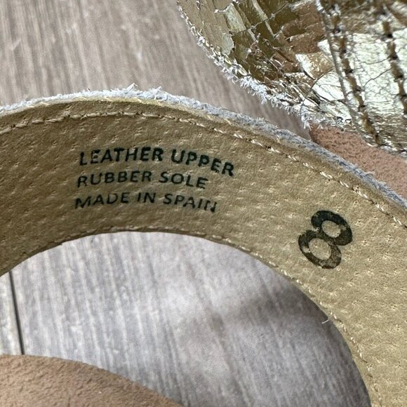 Yokono Sandals Womens Sz 8 Slingback Elastic Strap Wedge Open Toe Metallic Gold - Picture 11 of 12